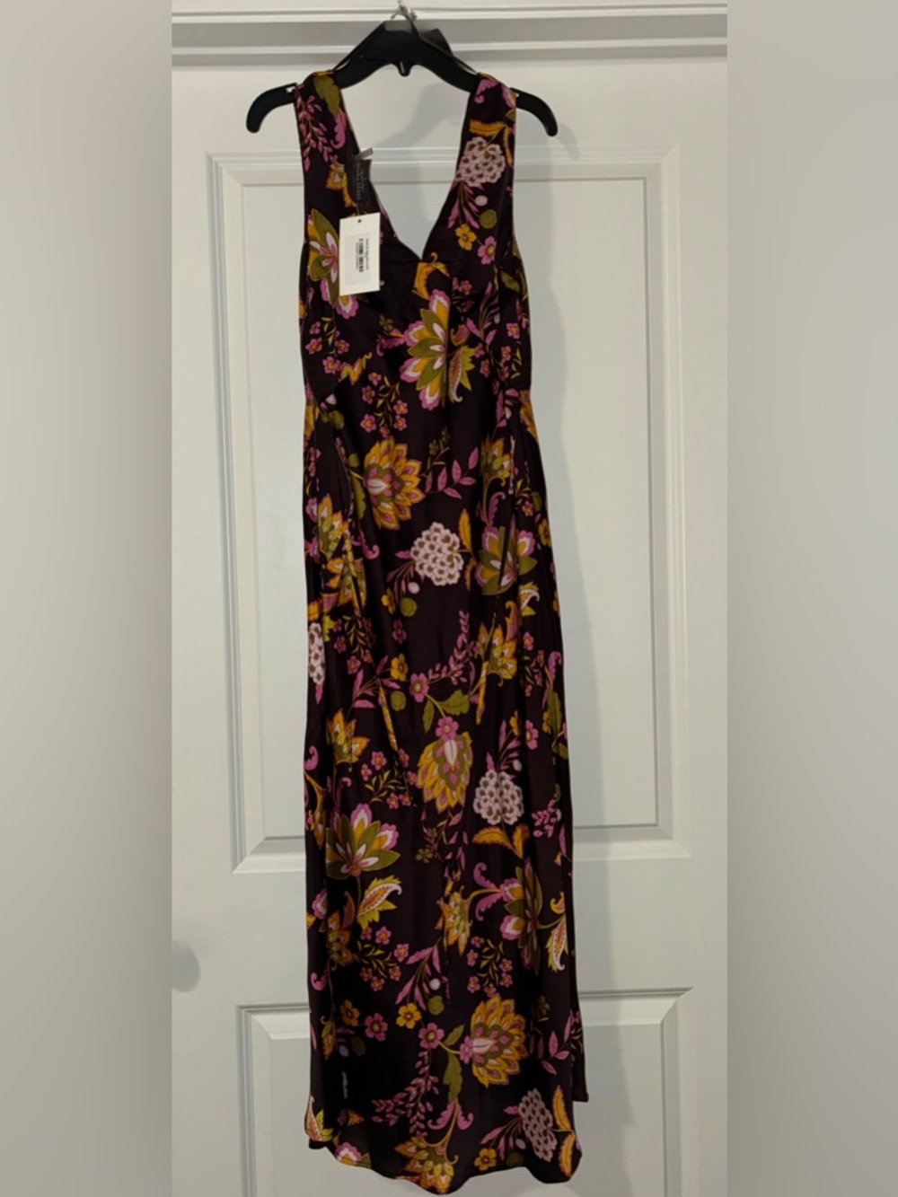 Floral Print Maroon Midi Dress with Pink Accents
